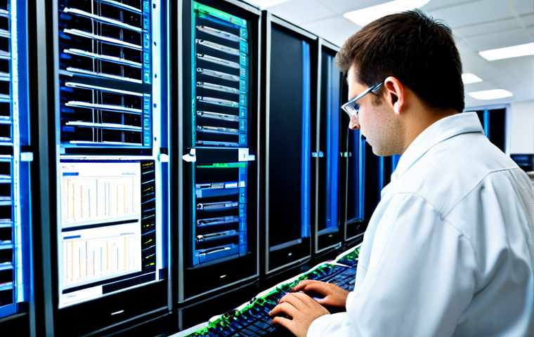 웹 서버와 데이터베이스 서버의 차이점 - Web Server in Action**

"A busy web server room, servers blinking with activity, data flowing throug...